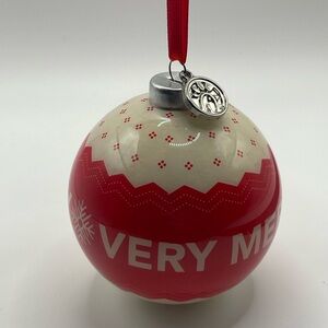Chick-fil-a Festive Red and White Be Merry Holiday Ornament